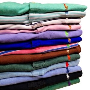 13pc Lot POLO RALPH LAUREN Stripe Men's Polo Short Sleeve Shirts Sz L